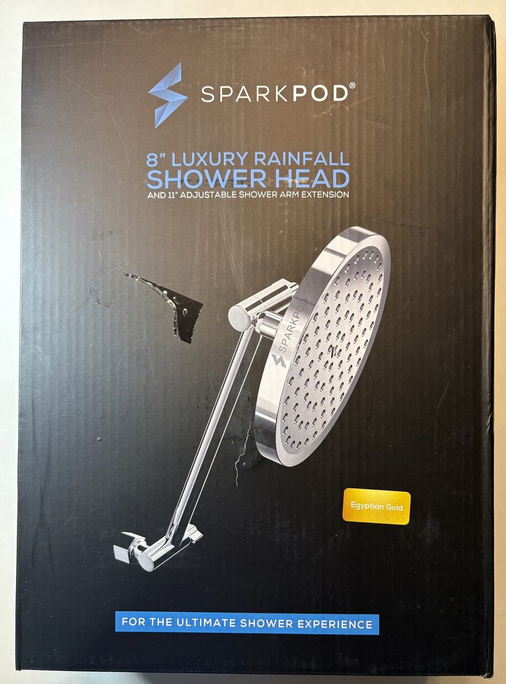 SparkPod Shower Head - High Pressure Rain - Egyptian Gold, 8 Inch Round vn